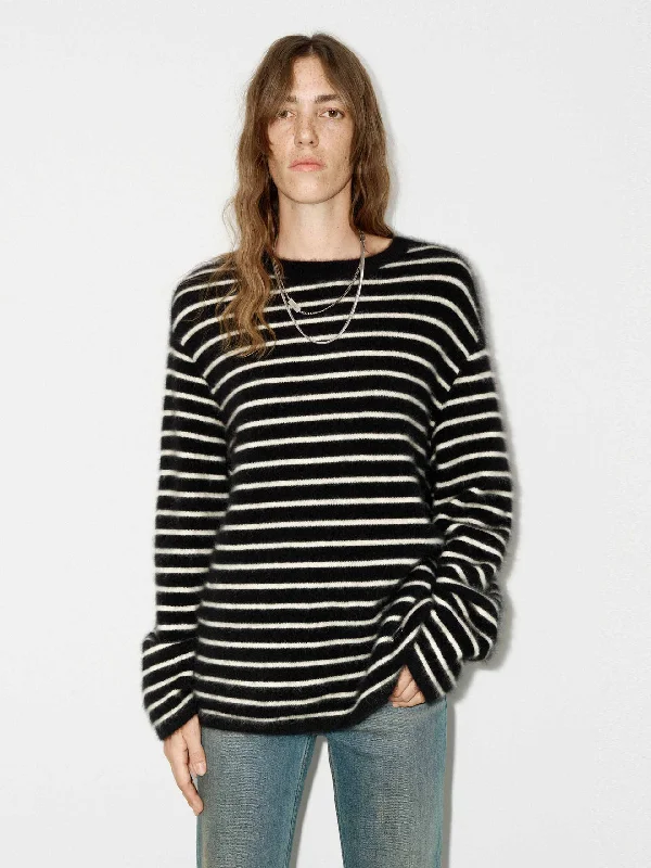 Men's Sweaters with Relaxed FitsFluffy Wool Blend Striped Sweater