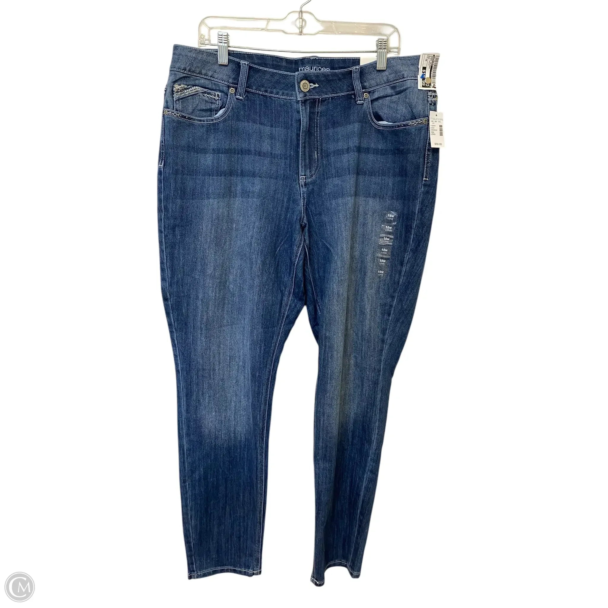 Cool Distressed Men's JeansJeans Skinny By Maurices In Blue Denim, Size: 18
