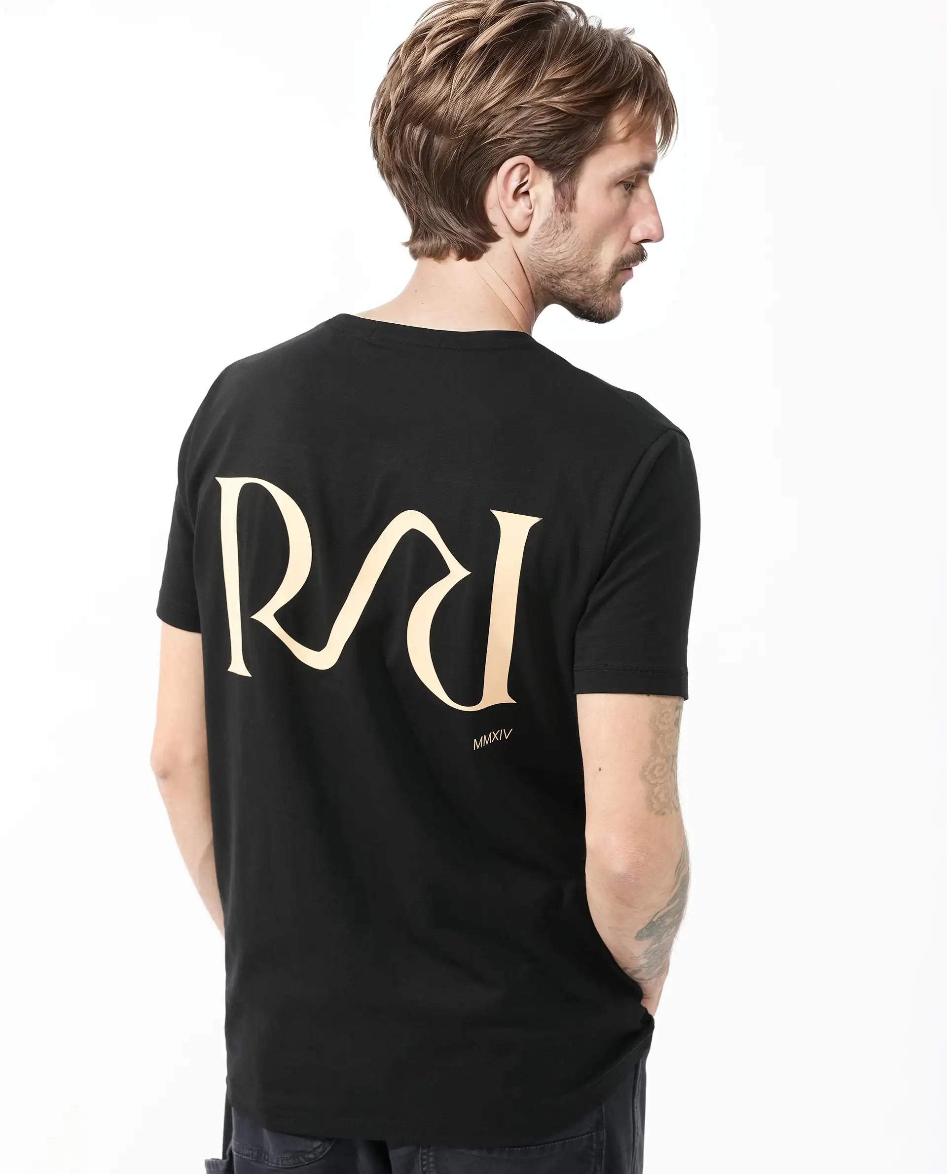 Men's Unique and Designer TopsRare Rabbit Articale Mens Stark Black Cotton Polyester Fabric Short Sleeve Crew Neck Slim Fit Printed T-Shirt Men's Unique and Designer TopsRare Rabbit Articale Mens Stark Black Cotton Polyester Fabric Short Sleeve Crew Neck Slim Fit Printed T-Shirt