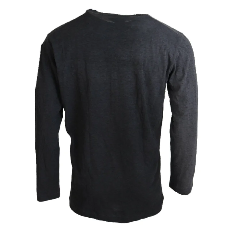 Men's Sweaters with Embroidered DesignsDsquared² Black Cotton Linen Long Sleeves Pullover Men's Sweater