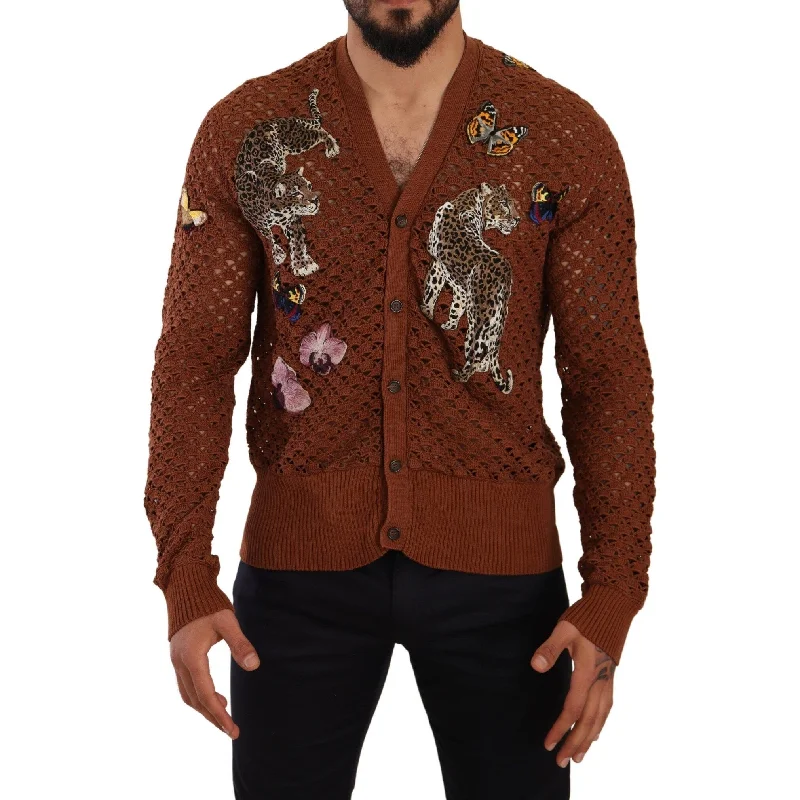 Men's Sweaters with Shawl CollarsDolce & Gabbana Refined Elegance Multicolor Embroidered Men's Cardigan