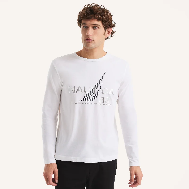 Men's Shirts with Mandarin CollarsNautica Mens Foil Graphic Long-Sleeve T-Shirt