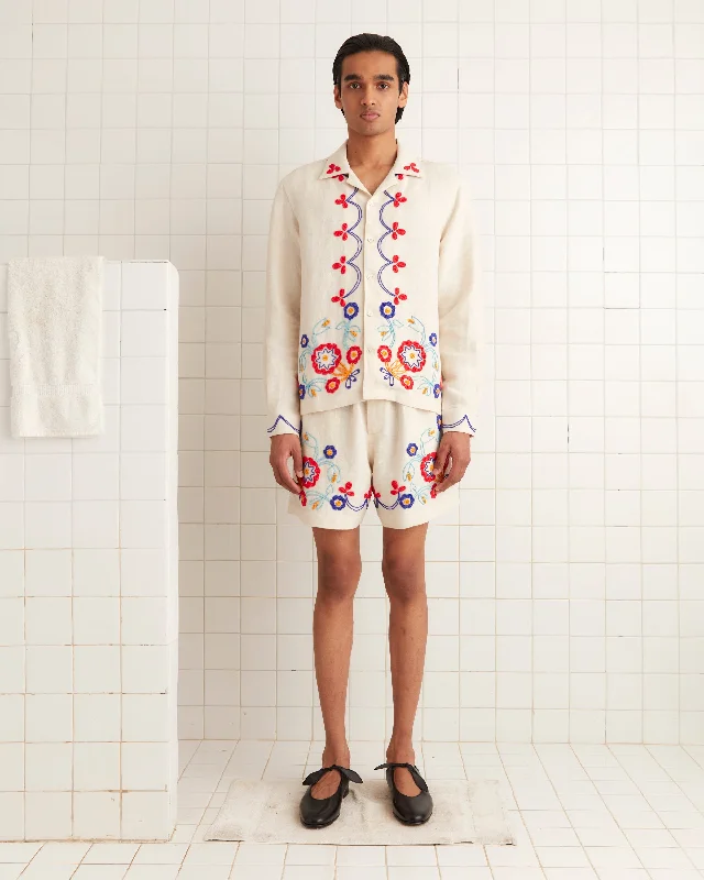 Men's Solid-Color Button-Down Shirts for VersatilityBeaded Garden Party Shirt