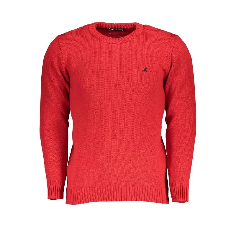 Men's Sweaters with Intarsia DesignsU.S. Grand Polo Red Fabric Men's Sweater