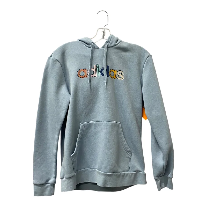 Men's Hoodies with Faux Fur TrimAthletic Sweatshirt Hoodie By Adidas In Blue, Size:M