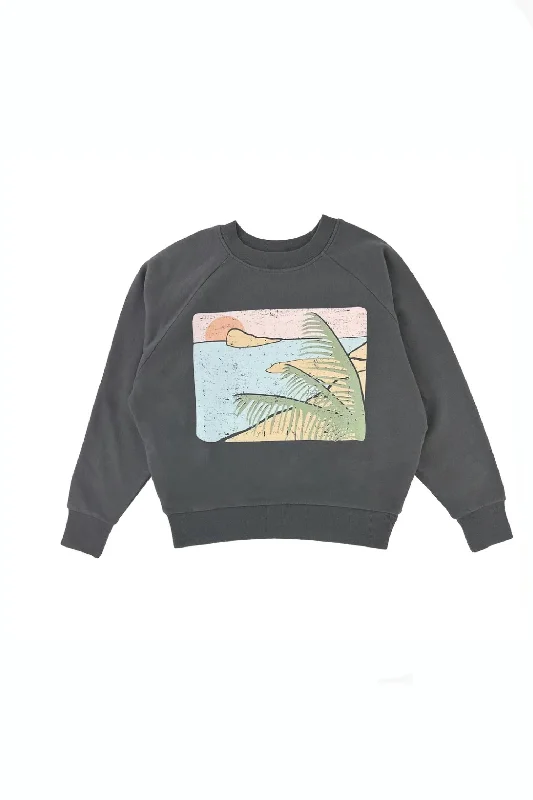 Men's Shirts with Snap ButtonsKids Girls Crew Neck Sweatshirt In Black