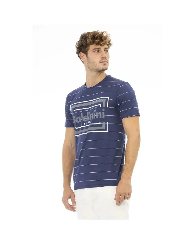 Men's Shirts with Appliquéd SleevesBaldinini Trend Men's Blue Cotton T-Shirt - XL