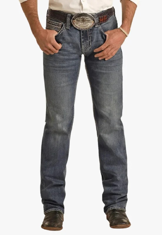 Wide-Leg Men's JeansRock & Roll Mens Pistol Regular Fit Stackable Bootcut Jean