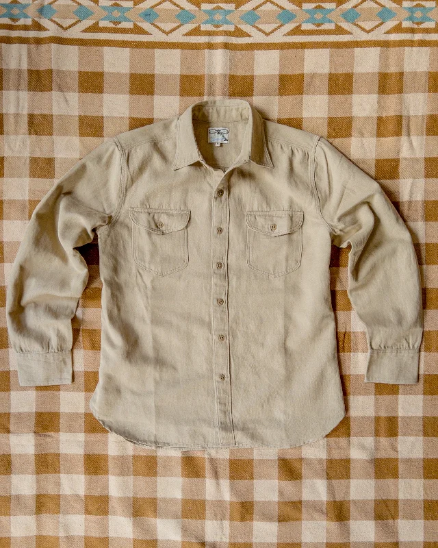 Men's Henley T-Shirts for a Casual TwistCotton/Linen Twill Officer's Shirt - Camp Khaki Men's Henley T-Shirts for a Casual TwistCotton/Linen Twill Officer's Shirt - Camp Khaki