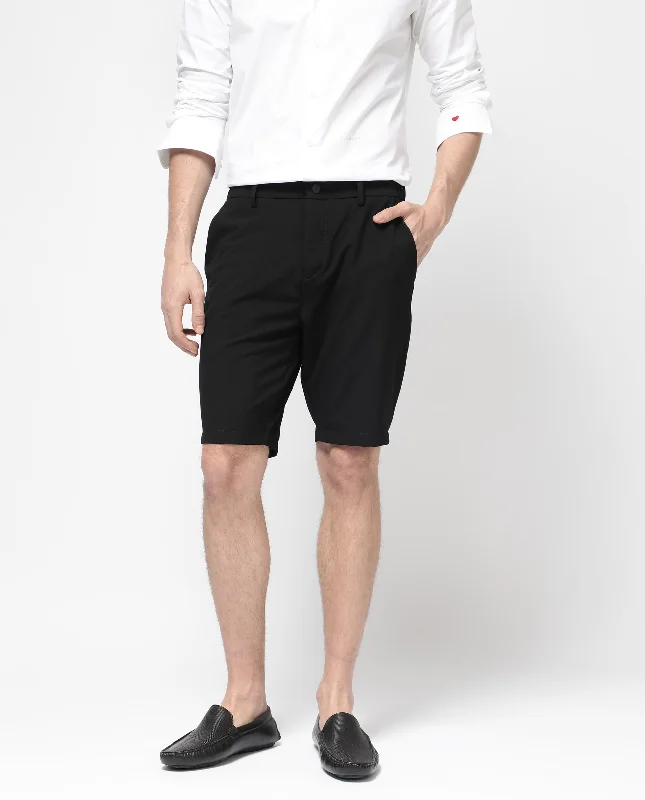 Durable Men's Work PantsRare Rabbit Mens Trip-1 Black Mid Rise Regular Fit Solid Shorts Durable Men's Work PantsRare Rabbit Mens Trip-1 Black Mid Rise Regular Fit Solid Shorts