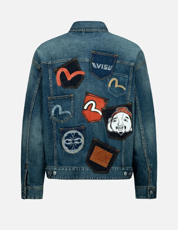 Men's Jeans for SportsMulti-Pocket Washed Denim Jacket