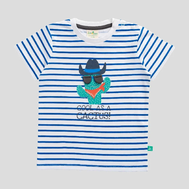 Classic Men's Button-Up ShirtsToddler's 3D Applique Printed Striped T-Shirt In Striped Blue