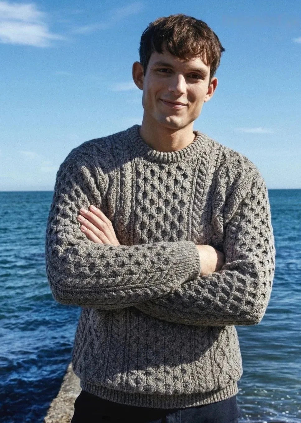 Men's Sweaters with Fold-Over CuffsIrelandsEye Men's Cashmere Aran Sweater | Rocky Ground - Clearance Men's Sweaters with Fold-Over CuffsIrelandsEye Men's Cashmere Aran Sweater | Rocky Ground - Clearance