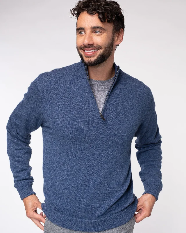 Casual Men's Pullover Sweaters1/4 Zip Mock Neck 100% Cashmere Pullover Sweater (Choice of Colors) by Alashan Cashmere Casual Men's Pullover Sweaters1/4 Zip Mock Neck 100% Cashmere Pullover Sweater (Choice of Colors) by Alashan Cashmere