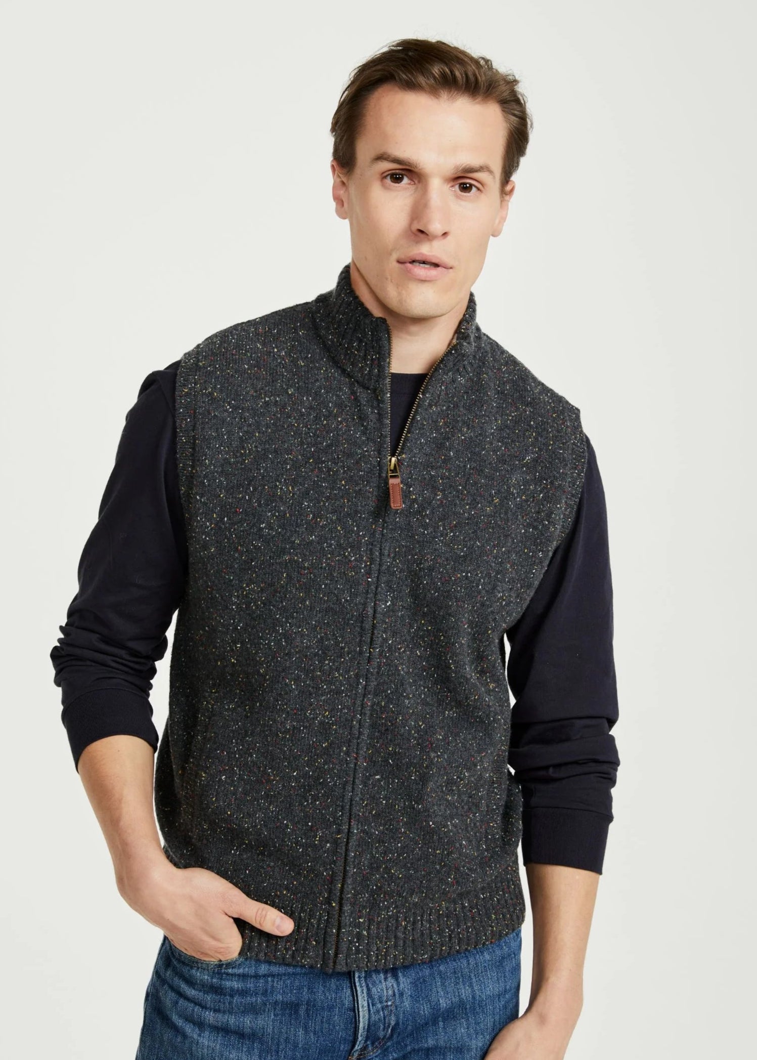Men's Sweaters for Mild WeatherMen's Aran Nepped Gilet | Grey