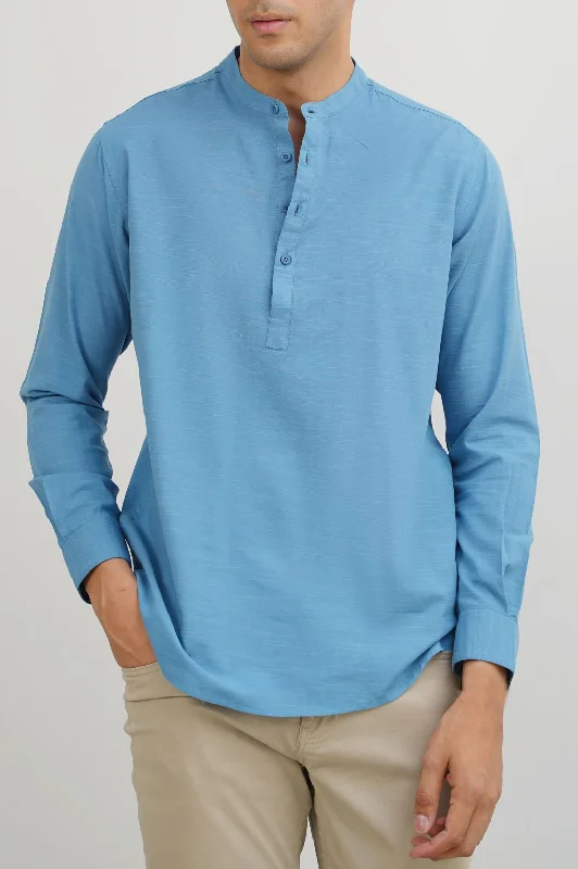 Men's Graphic Print T-Shirts for a Statement LookBAND COLLAR SHIRT