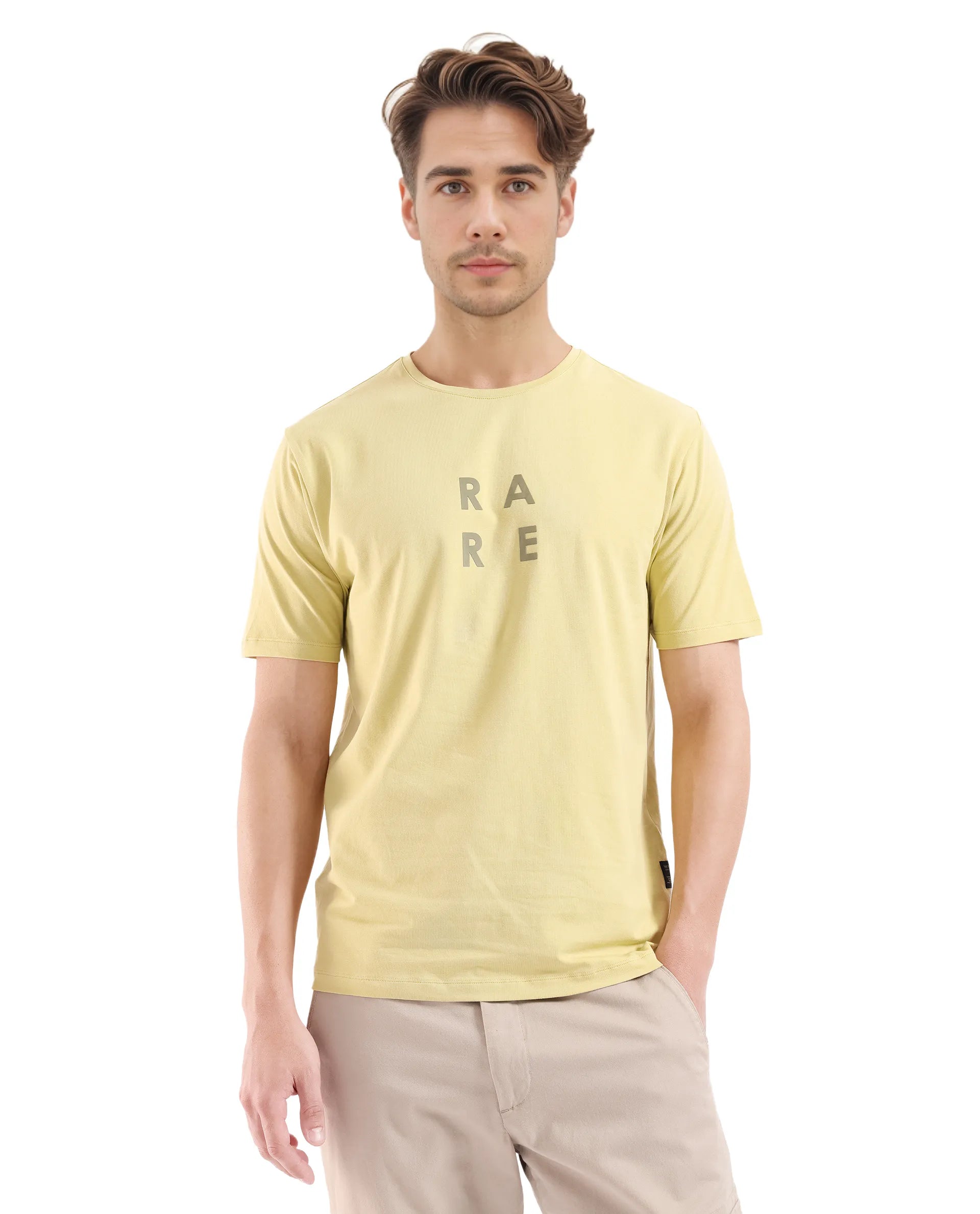 Men's Shirts with Adjustable CuffsRare Rabbit Men's Lalyy Dusky Yellow Cotton Blend Fabric Short Sleeve Crew Neck T-Shirt Men's Shirts with Adjustable CuffsRare Rabbit Men's Lalyy Dusky Yellow Cotton Blend Fabric Short Sleeve Crew Neck T-Shirt