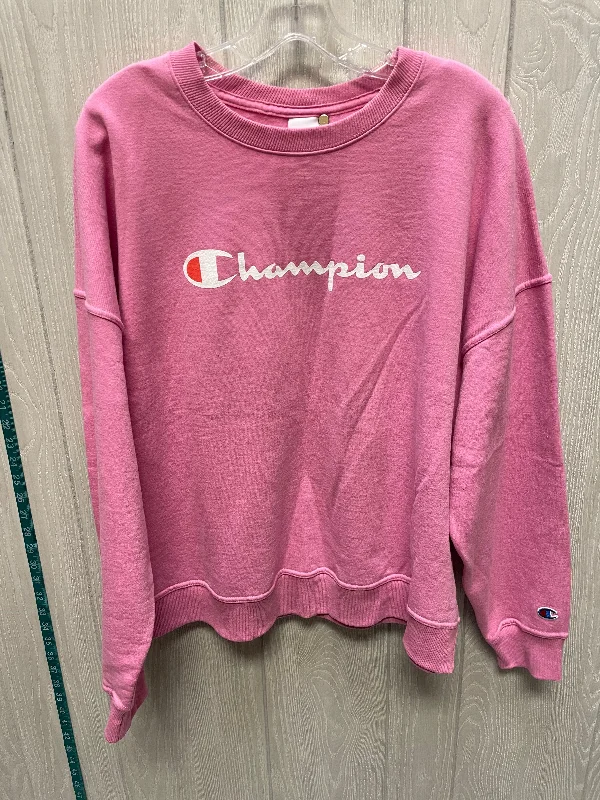 Men's Hoodies for Skinny MenSweatshirt Crewneck By Champion In Pink, Size: 2x
