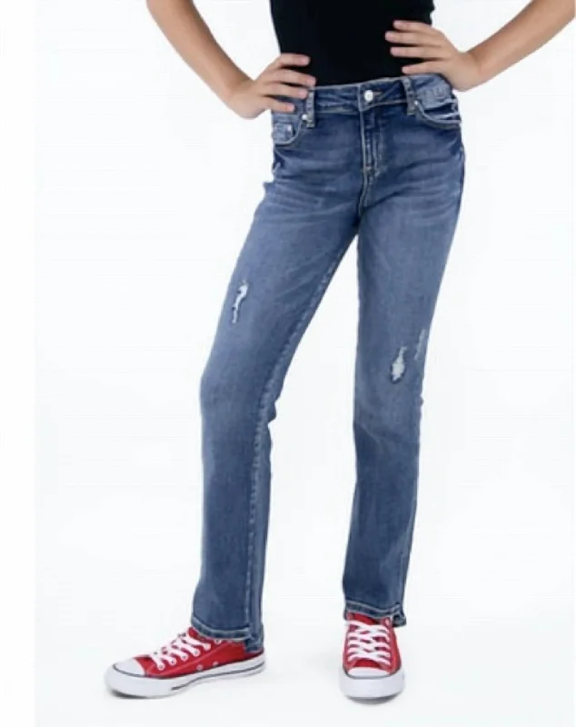 Cool Distressed Men's JeansGirl's Boot Cut Jeans In Blue