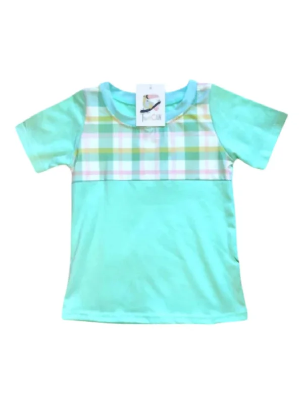 Men's Shirts for Beach OutingsBaby's Plaid Tee In Green