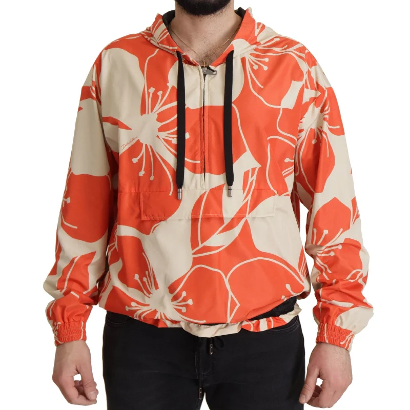 Men's Sweaters with Appliqué DetailsDolce & Gabbana Elegant Floral Zip Hooded Men's Sweater Men's Sweaters with Appliqué DetailsDolce & Gabbana Elegant Floral Zip Hooded Men's Sweater