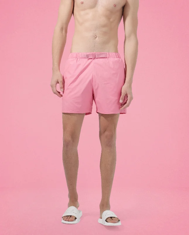 Men's Tailored Pants for a Sharp AppearanceRare Rabbit Men's Kort Light Pink Polyester Fabric Buckle Fastening Regular Fit Solid Shorts