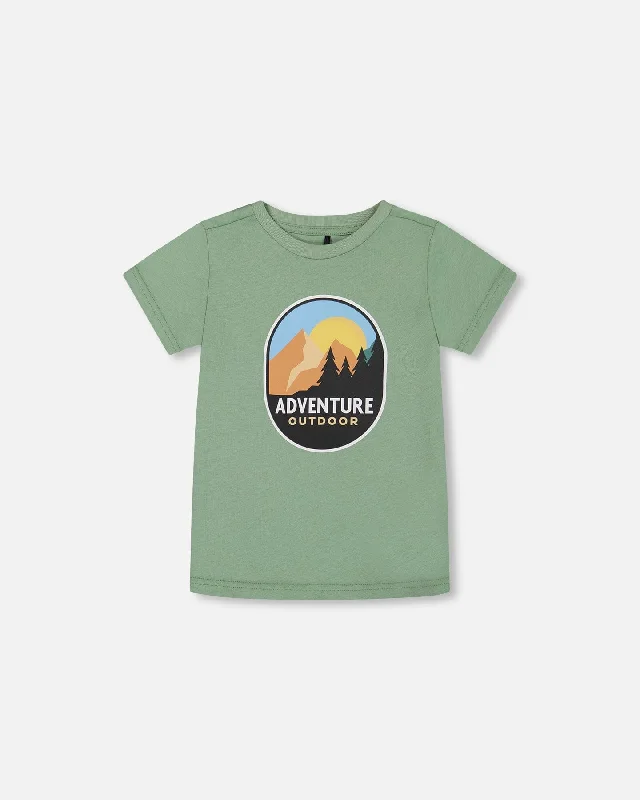 Men's Dressy Shirts for Formal EventsOrganic Cotton Graphic Tee Sage And Multi