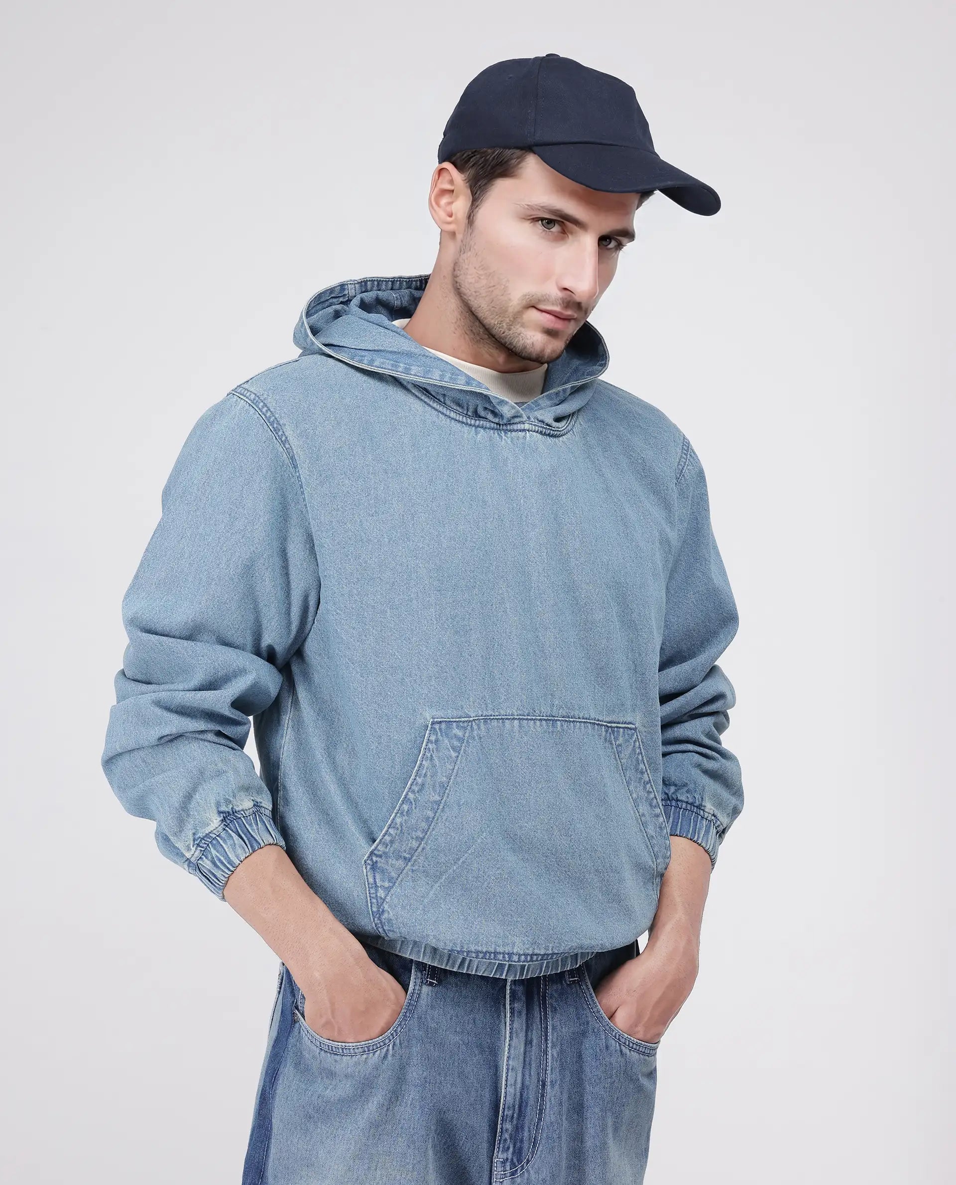 Men's Hoodies for TravelRare Rabbit Men's Voltas Light Blue Cotton Fabric Full Sleeve Hooded Oversized Fit Plain Sweatshirt Men's Hoodies for TravelRare Rabbit Men's Voltas Light Blue Cotton Fabric Full Sleeve Hooded Oversized Fit Plain Sweatshirt