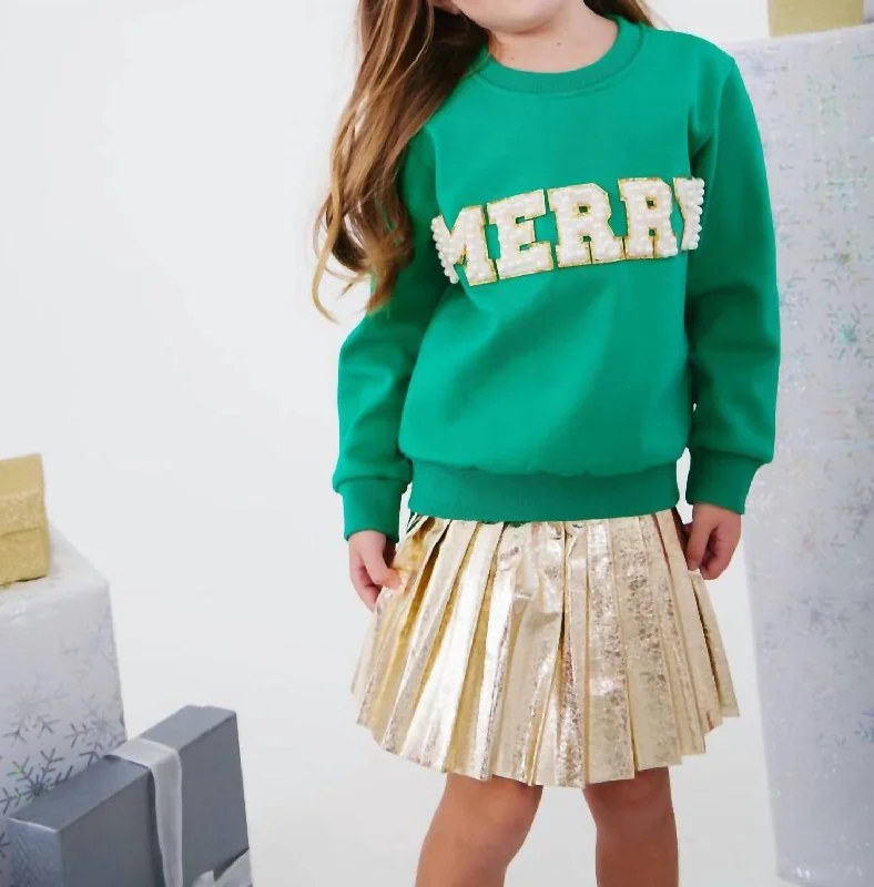 Men's Short-Sleeved ShirtsGirls Merry Pearl Sweatshirt-Mommy & Me Edition In Green