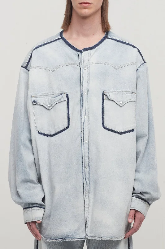 Maison Margiela Long-Sleeved Ice Denim Shirt