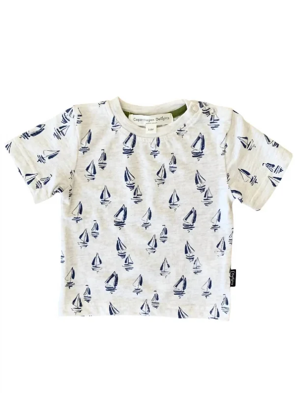 Solid-Colored Men's ShirtsKids' Sailboat Printed Tee In Grey
