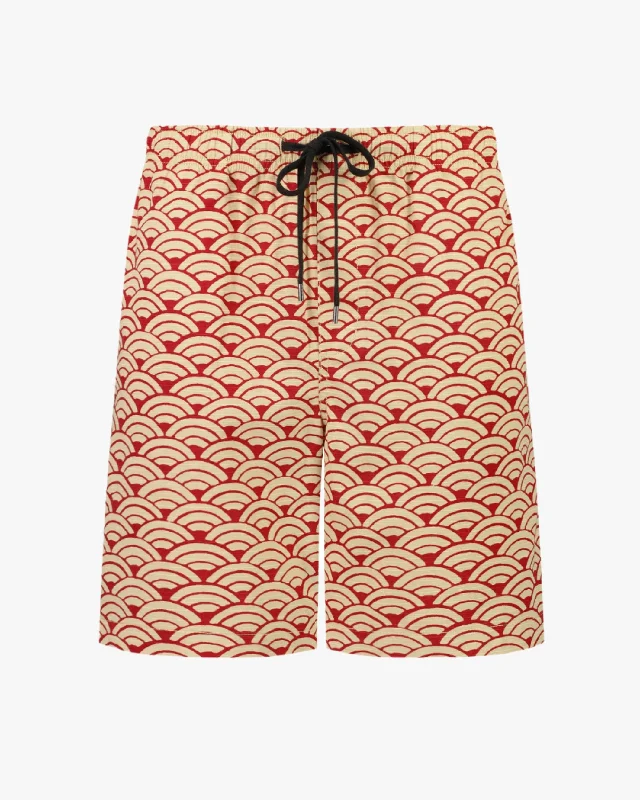 Comfortable Men's JeansDrawstring Short - Red Wave