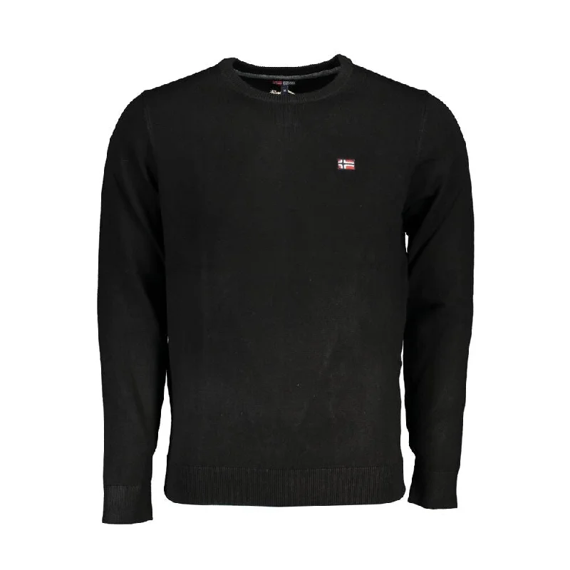 Men's Sweaters with Thumbholes in SleevesNorway 1963 Black Fabric Men's Sweater