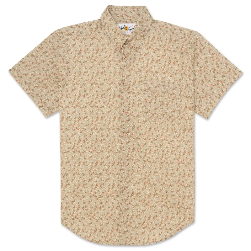 Men's Ripped JeansShort Sleeve Easy Shirt - Nuts & Berry - Milk Tea
