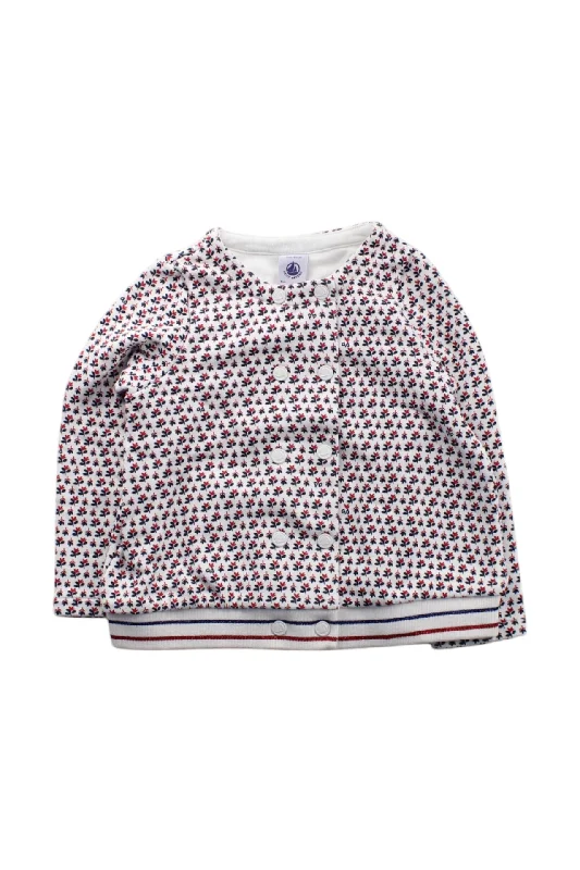 Comfortable Men's Cotton SweatersPetit Bateau Floral Buttoned Sweatshirt 3T