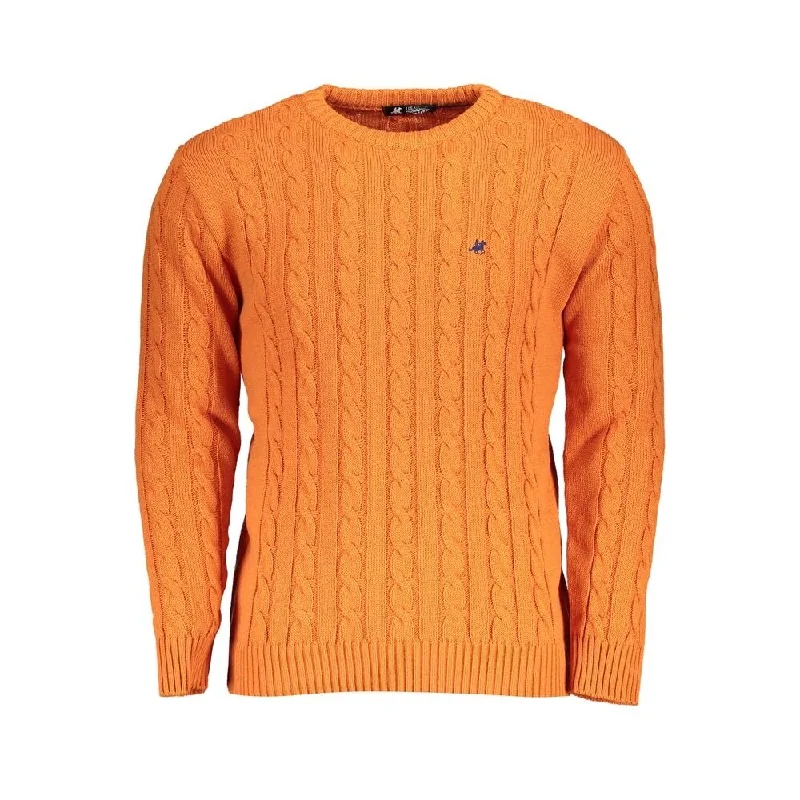 Men's Sweaters with Fair Isle PatternsU.S. Grand Polo Orange Fabric Men's Sweater