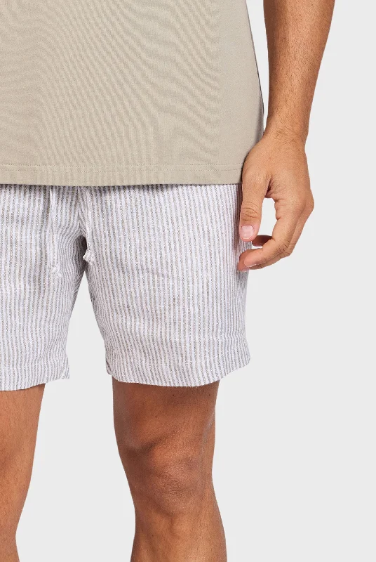 Men's Pants with Hidden ButtonsStripe Riviera Linen Short