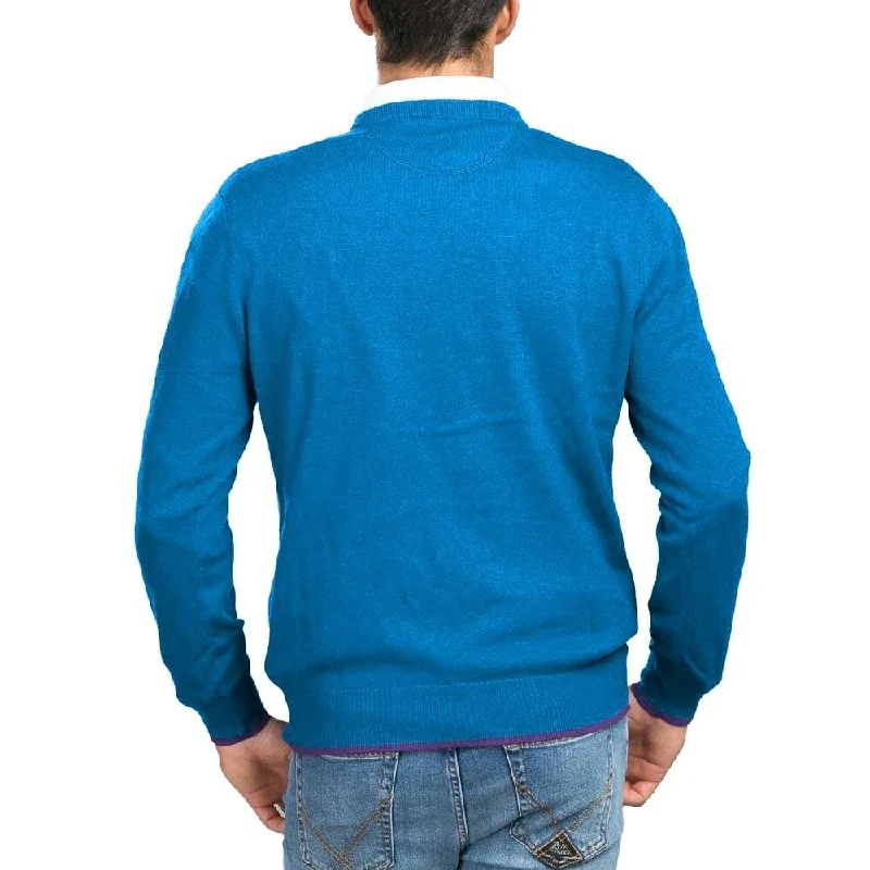 Warm Men's Hooded SweatersLa Martina Light Blue Acrylic Men's Sweater