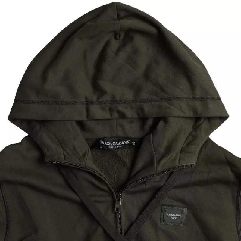 Men's Sweaters with ButtonsDolce & Gabbana Army Green Logo Hooded Full Zip Men's Sweater (Pre-Owned) Men's Sweaters with ButtonsDolce & Gabbana Army Green Logo Hooded Full Zip Men's Sweater (Pre-Owned)