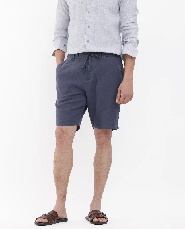 Men's Low-Waisted Pants for a Casual VibeRare Rabbit Men's Pinto Purple Cotton Fabric Knee Length Solid Shorts
