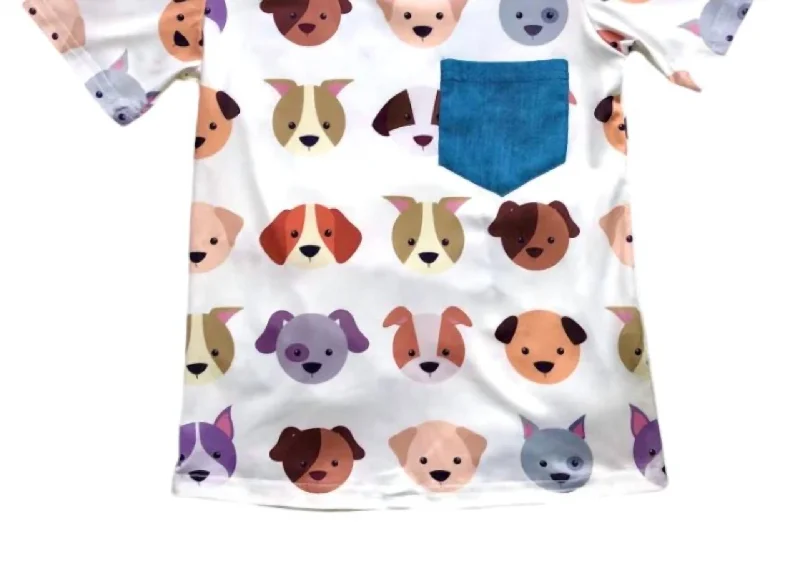 Men's Shirts with Button-Down CollarsKids Peppy Pups Pocket Tee In White