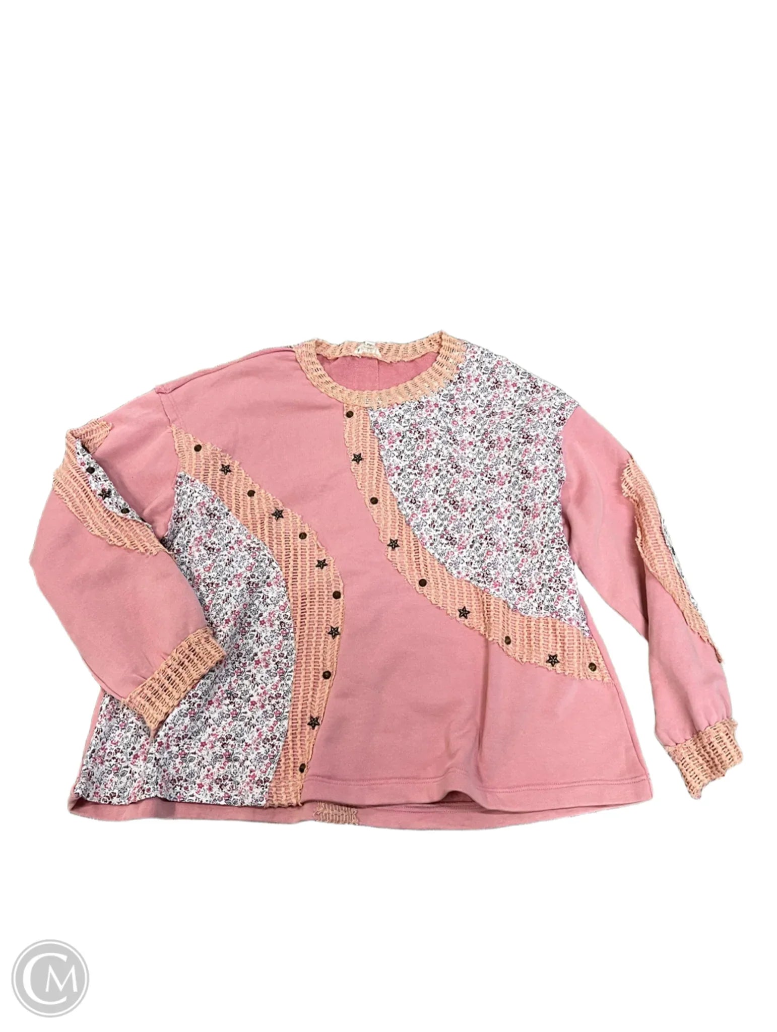 Men's Hoodies with Hidden ZippersSweatshirt Crewneck By Pol In Pink, Size: L