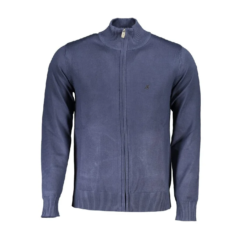 Men's Sweaters with Contrast TrimU.S. Grand Polo Blue Nylon Men's Sweater