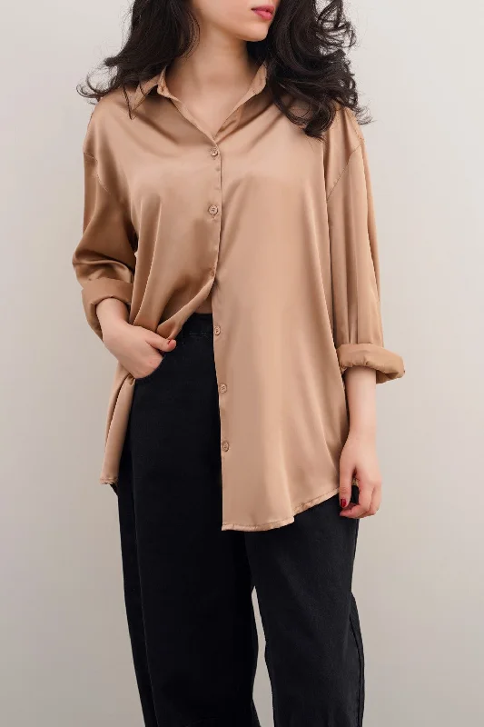 Men's Solid-Color Block Shirts for a Bold StatementBASIC SILK SHIRT