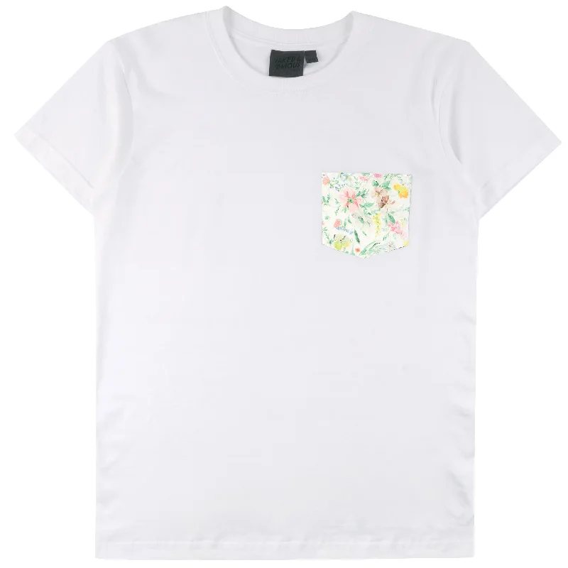 Affordable Men's JeansPocket Tee - White - Floral Painting - White