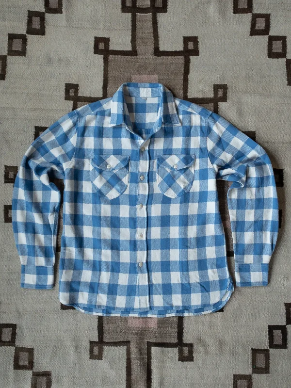 Men's Tailored Shirts for a Sharp AppearanceWashed Flannel Workshirt - Ox Blue/Cream Buffalo Plaid Men's Tailored Shirts for a Sharp AppearanceWashed Flannel Workshirt - Ox Blue/Cream Buffalo Plaid