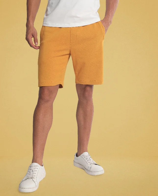 Men's Pants with Graphic PrintsRare Rabbit Men's Abbys French Mustard Plain Shorts
