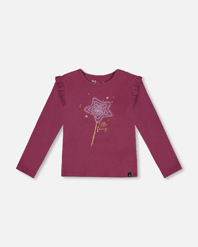 Men's Shirts with Raw-Edge HemlinesOrganic Cotton T-Shirt With Frill Burgundy