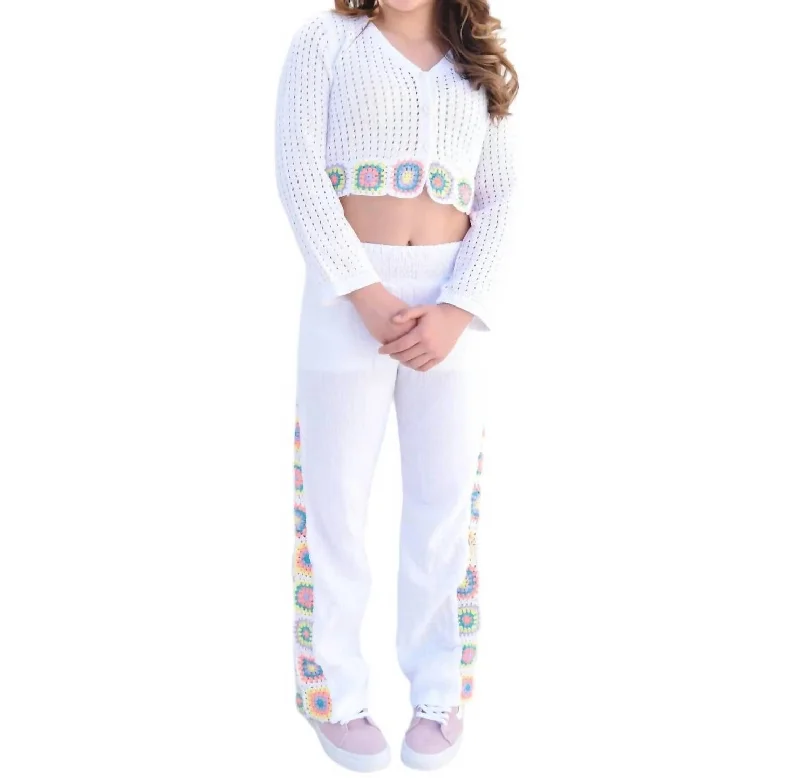 Everyday Casual Men's JeansGirls Crochet Pants In White