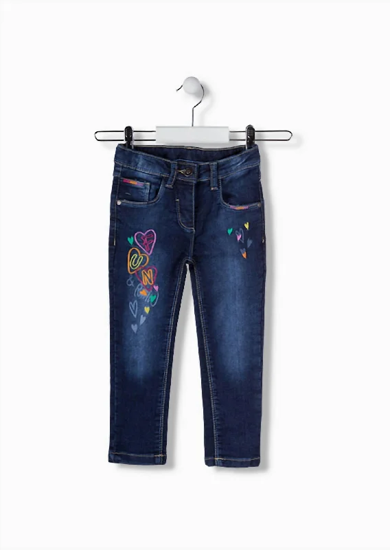 Inexpensive Rip and Tear Men's JeansGirls Embroideried Jeans In Medium Blue